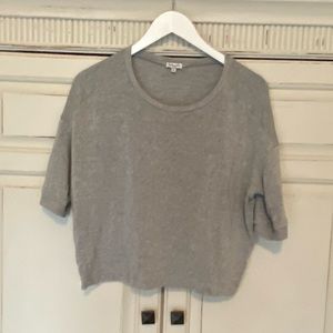 Splendid Oversize Semi Cropped Top Sz Small Grey Top Short Sleeve Crew Neck